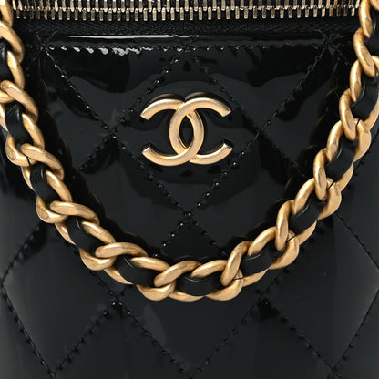 Chanel Patent Quilted Afternoon Tea Top Handle Vanity Case With Chain Black 8 of 10