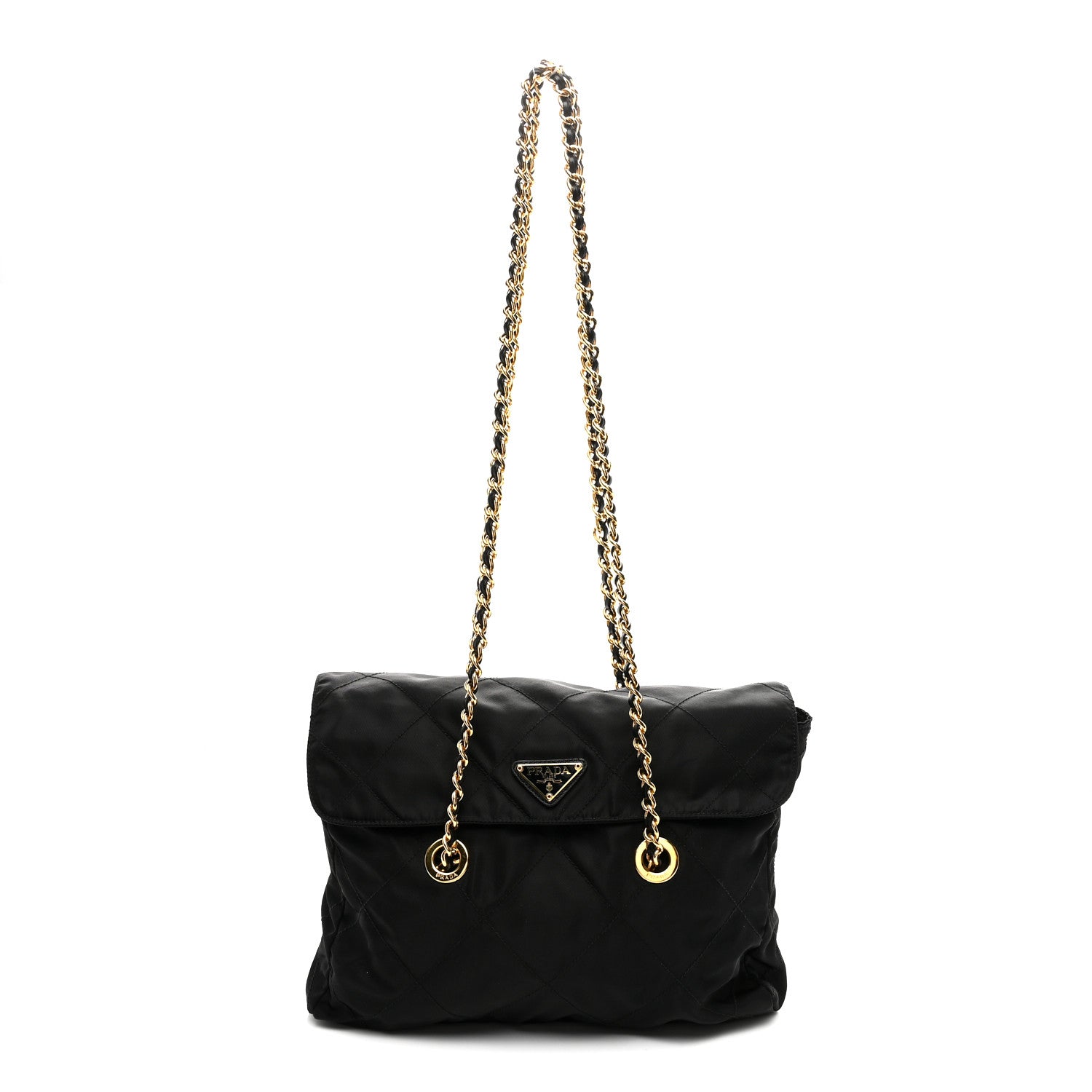 Prada Nylon Tessuto Impuntu Quilted Flap Shoulder Bag Black 1 of 10