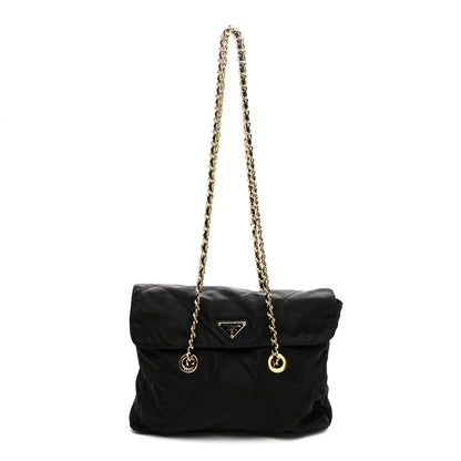 Prada Nylon Tessuto Impuntu Quilted Flap Shoulder Bag Black 1 of 10