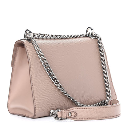 Prada Saffiano Cuir Calfskin Monochrome Envelope Flap Chain Shoulder Bag Cipria 3 of 13