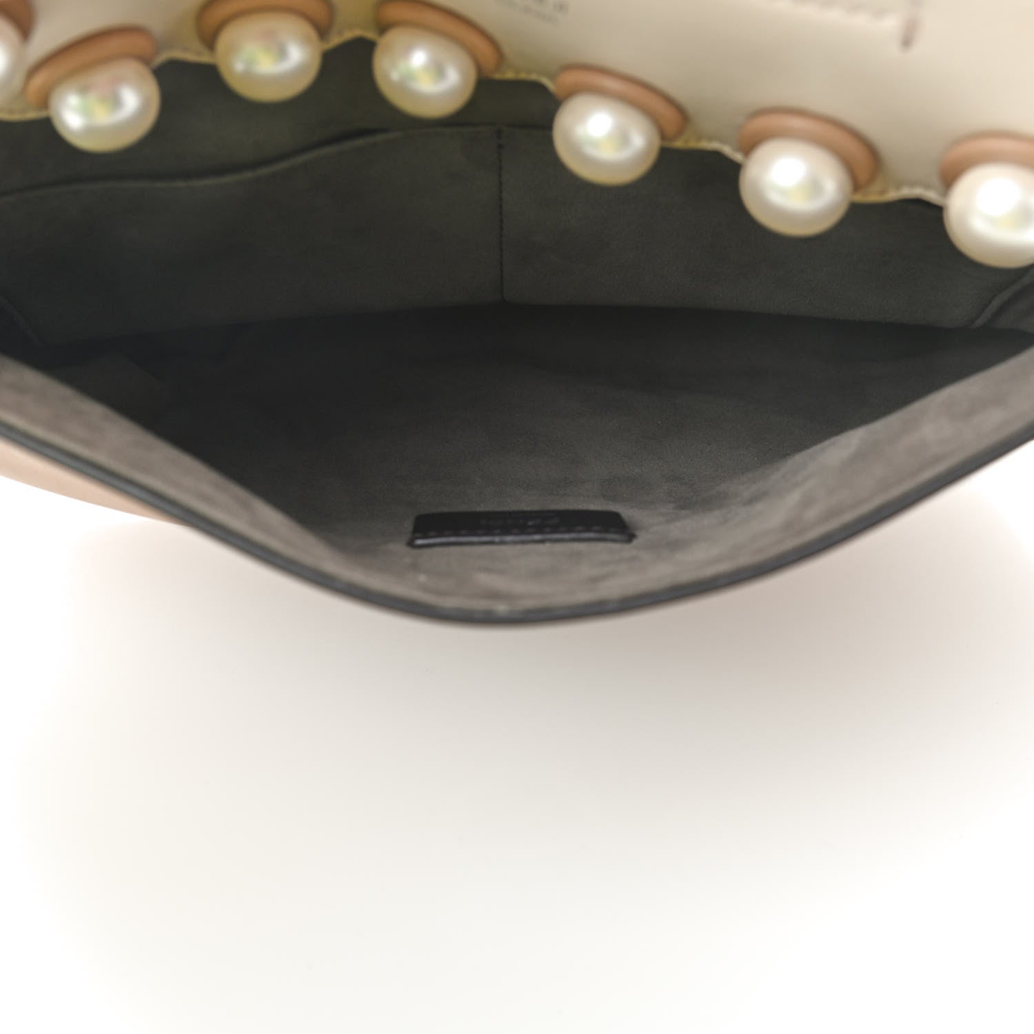 Fendi Vitello Century Pearl Bi-Color Scalloped Back to School Backpack Cuoio Camelia 5 of 9