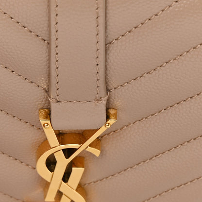 Saint Laurent Grain De Poudre Textured Mixed Matelasse Medium Triquilt Monogram Satchel Dark Beige 13 of 14