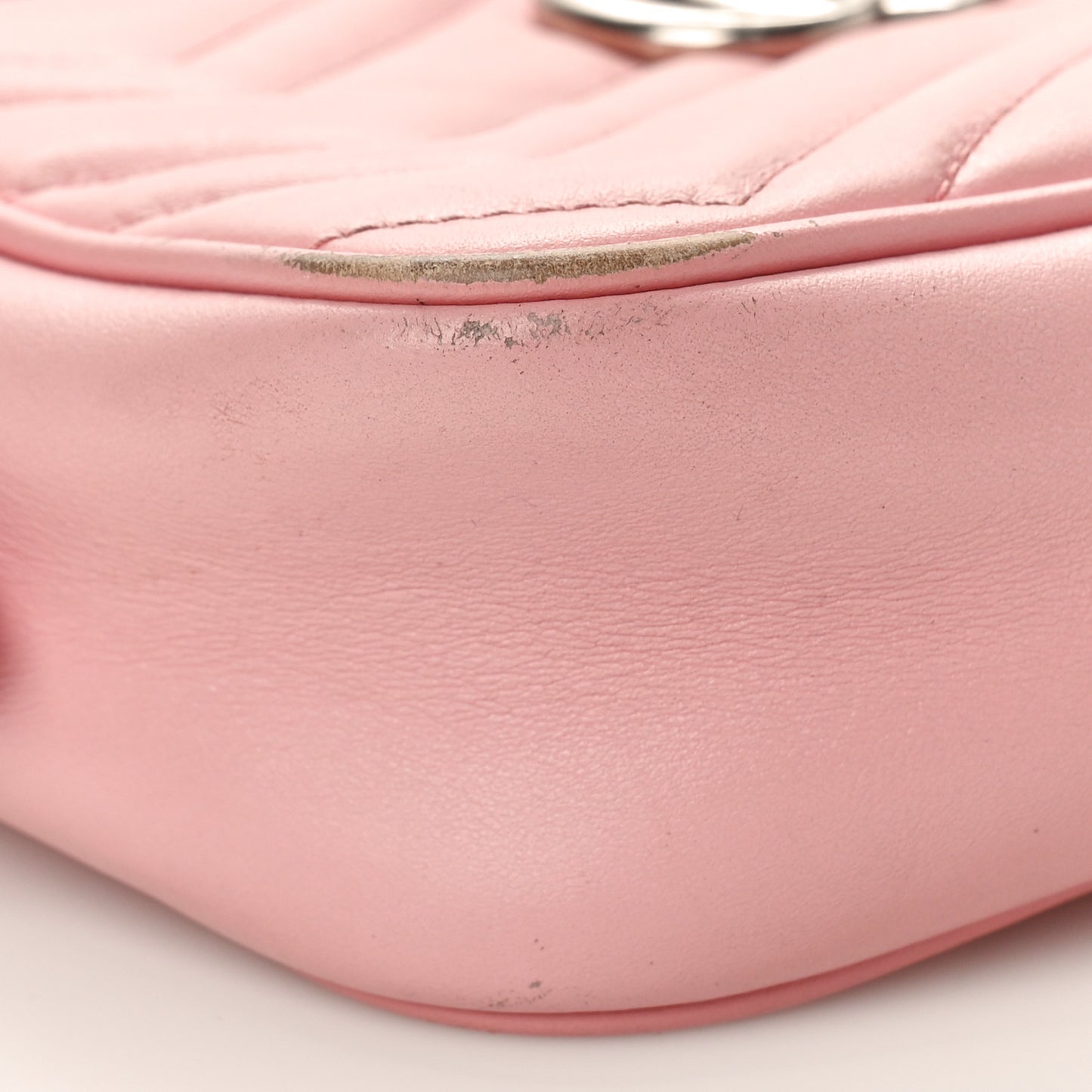 Calfskin Matelasse Mini GG Marmont Chain Shoulder Bag Wild Rose