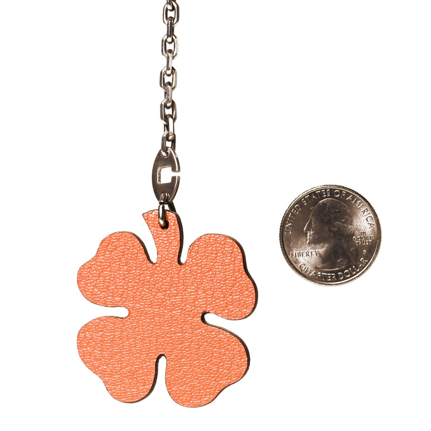 Chevre Mysore Lucky Clover Key Chain Bag Charm Vert Anis Orange