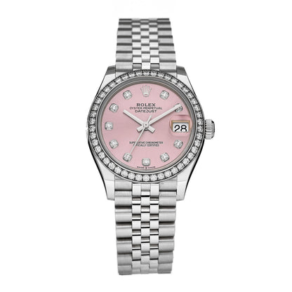 Rolex Stainless Steel 18K White Gold Diamond 31mm Oyster Perpetual DateJust Watch Pink 278384RBR 1 of 5