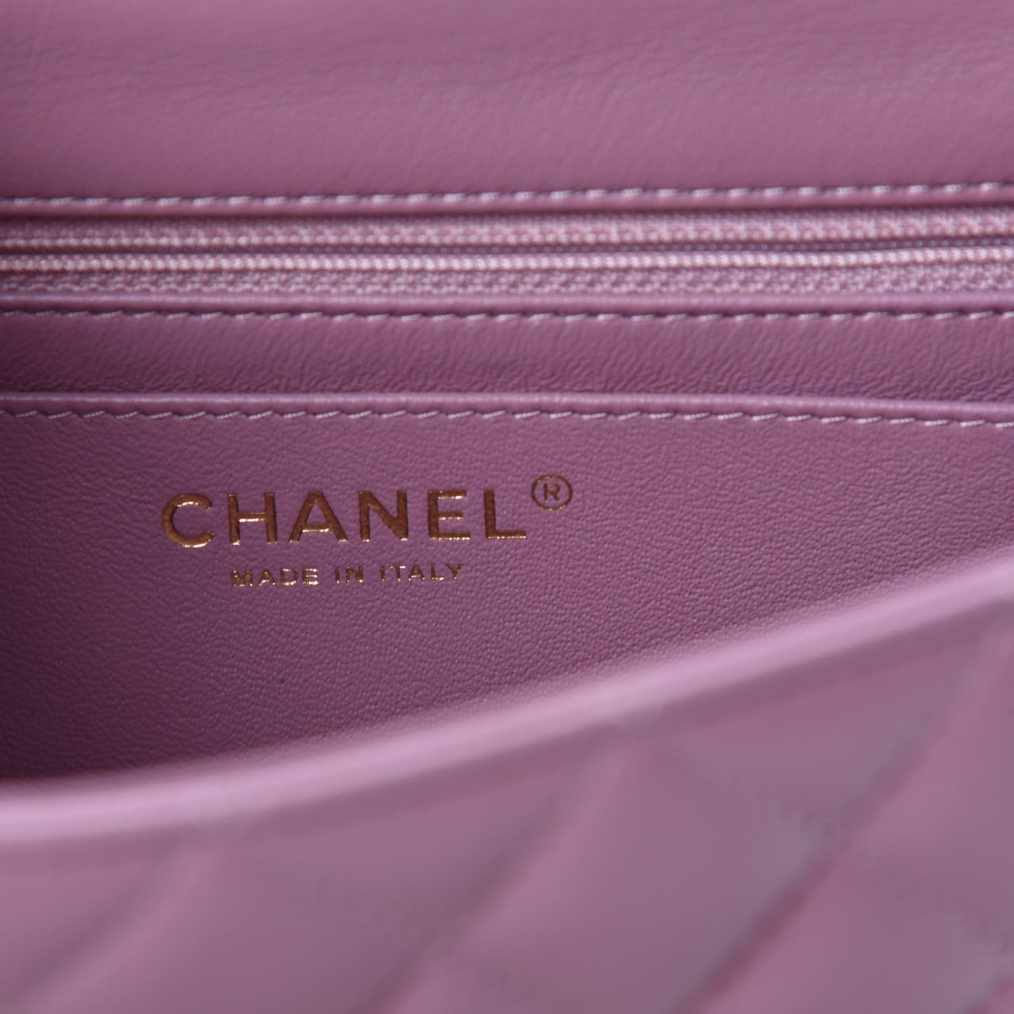Lambskin Quilted Mini Rectangular Flap Purple