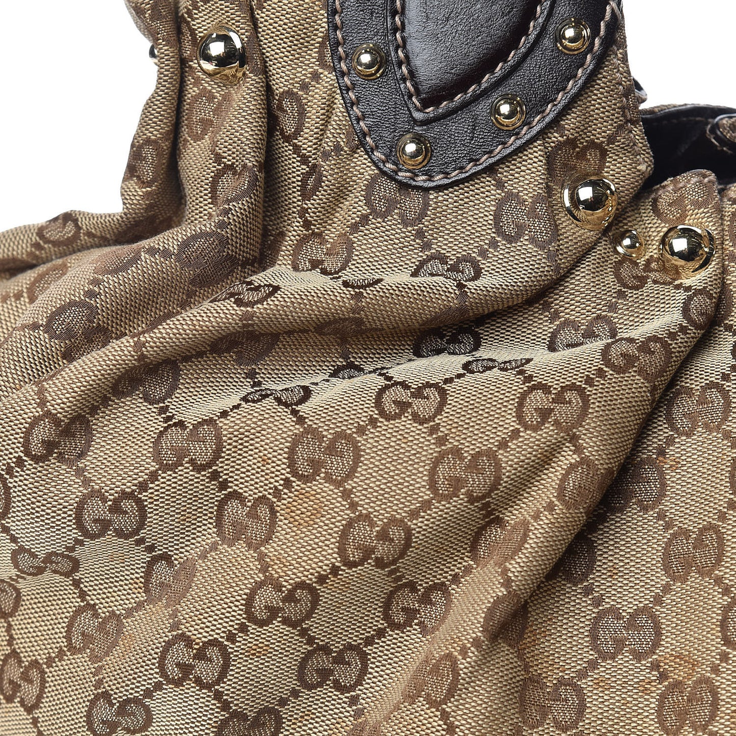 Monogram Studded Medium Pelham Tote Dark Brown