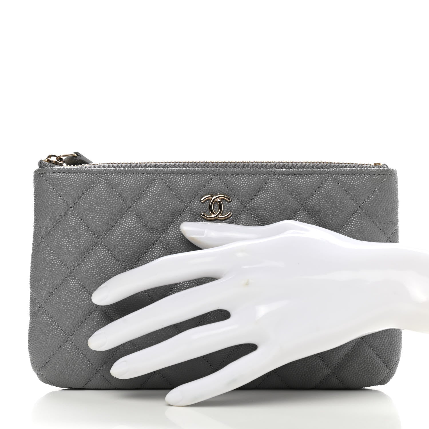 Chanel Caviar Quilted Cosmetic Case Grey 2 of 9