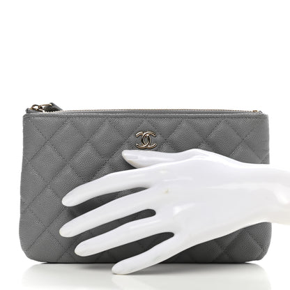 Chanel Caviar Quilted Cosmetic Case Grey 2 of 9