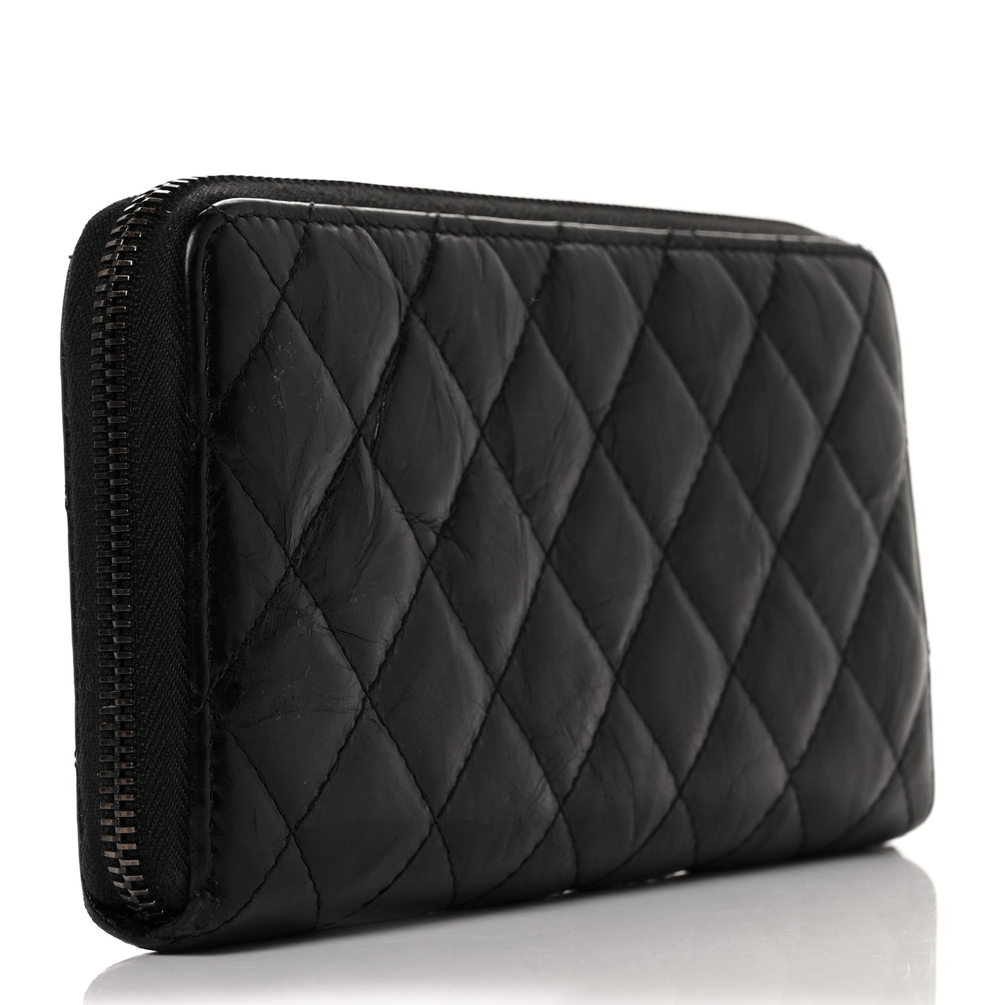 Aged Calfskin Quilted Reissue Large Gusset Zip Around Wallet So Black