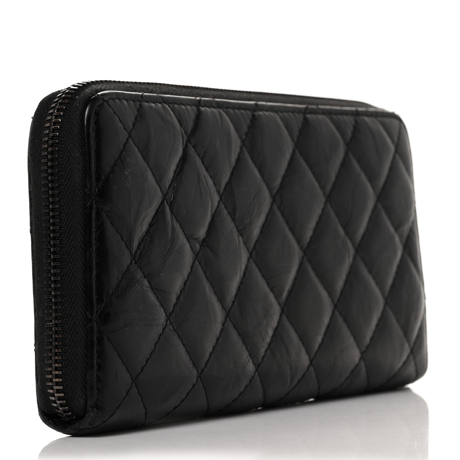Chanel Aged Calfskin Quilted Reissue Large Gusset Zip Around Wallet So Black 3 of 10