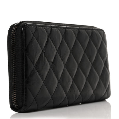 Chanel Aged Calfskin Quilted Reissue Large Gusset Zip Around Wallet So Black 3 of 10
