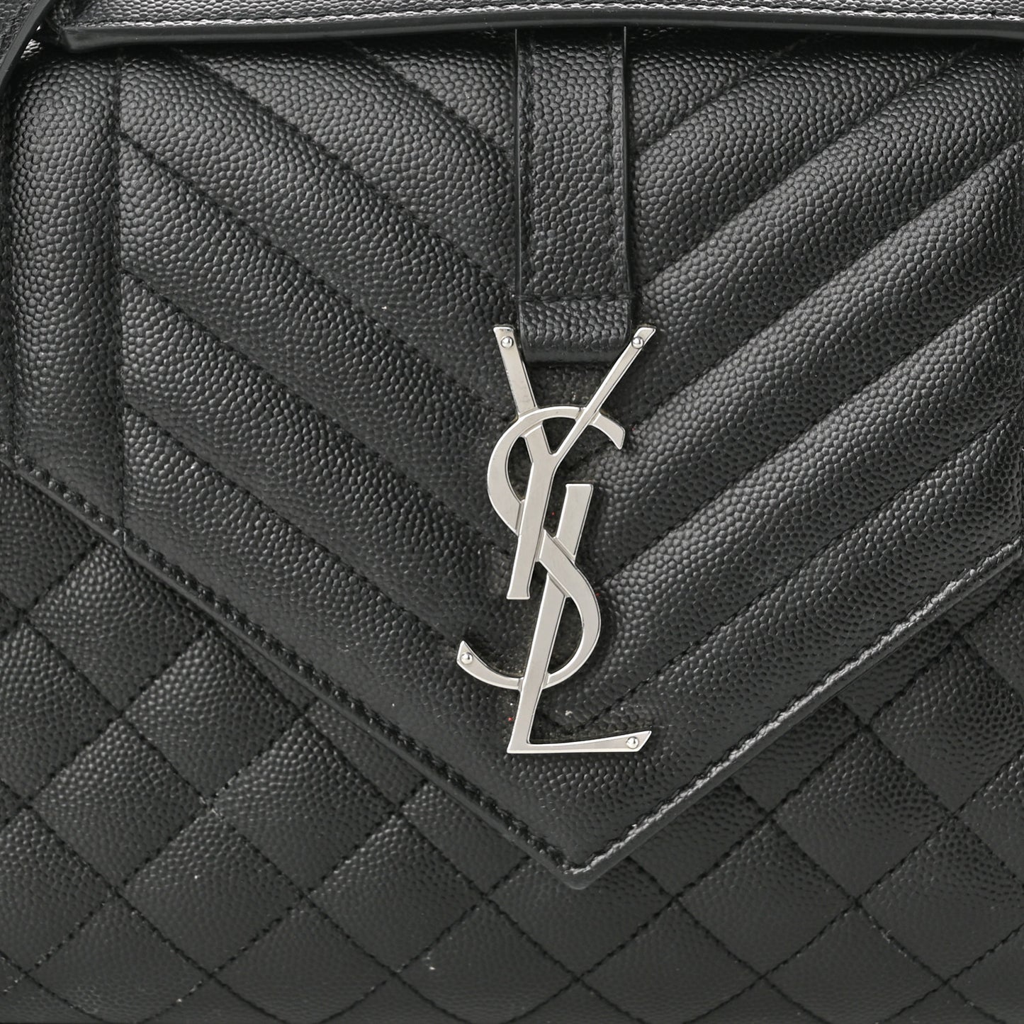Grain De Poudre Textured Mixed Matelasse Triquilt Medium Monogram Satchel Black