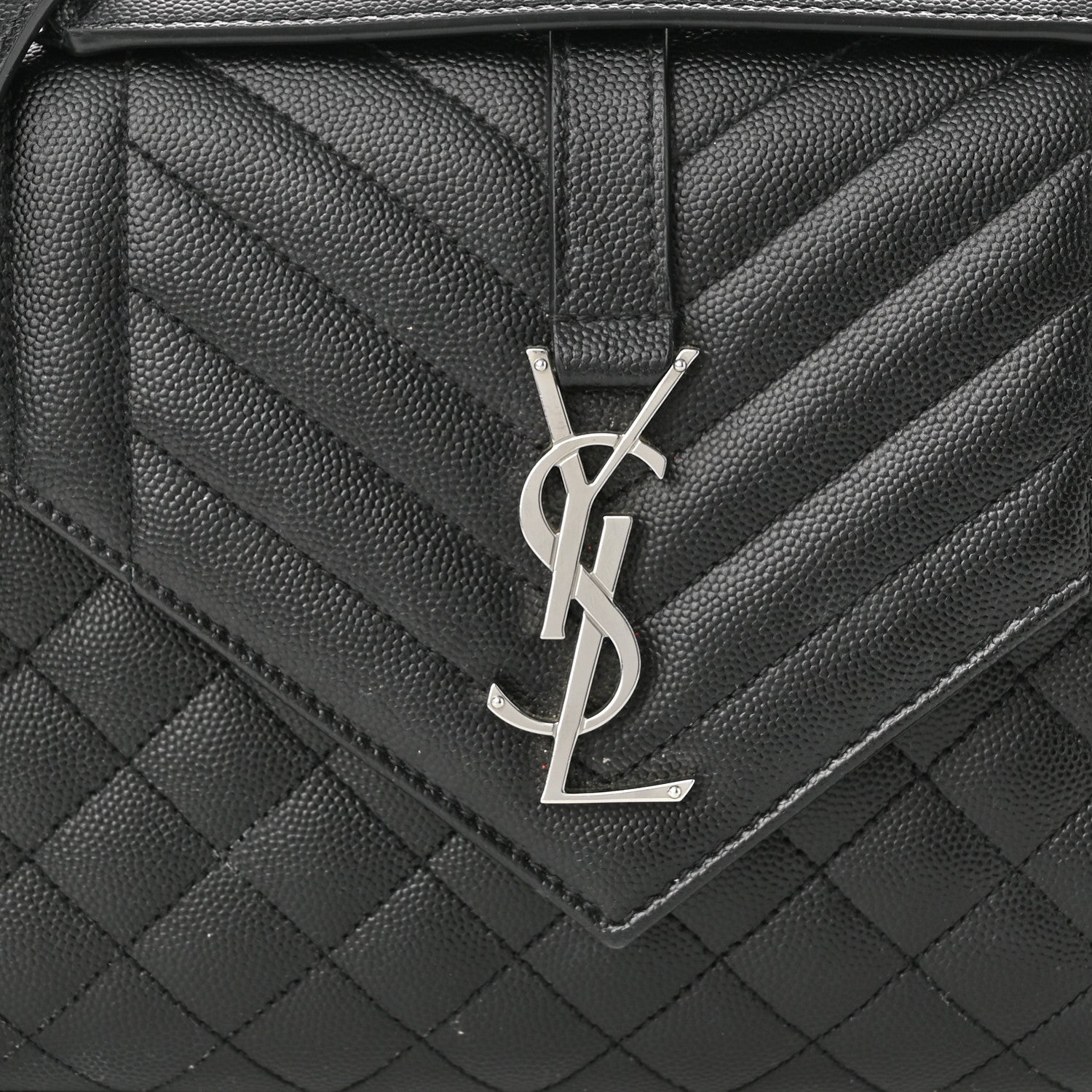 Saint Laurent Grain De Poudre Textured Mixed Matelasse Triquilt Medium Monogram Satchel Black 8 of 12