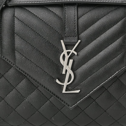 Saint Laurent Grain De Poudre Textured Mixed Matelasse Triquilt Medium Monogram Satchel Black 8 of 12