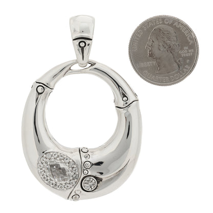 John Hardy Sterling Silver White Topaz Batu Bamboo Pendant 2 of 3