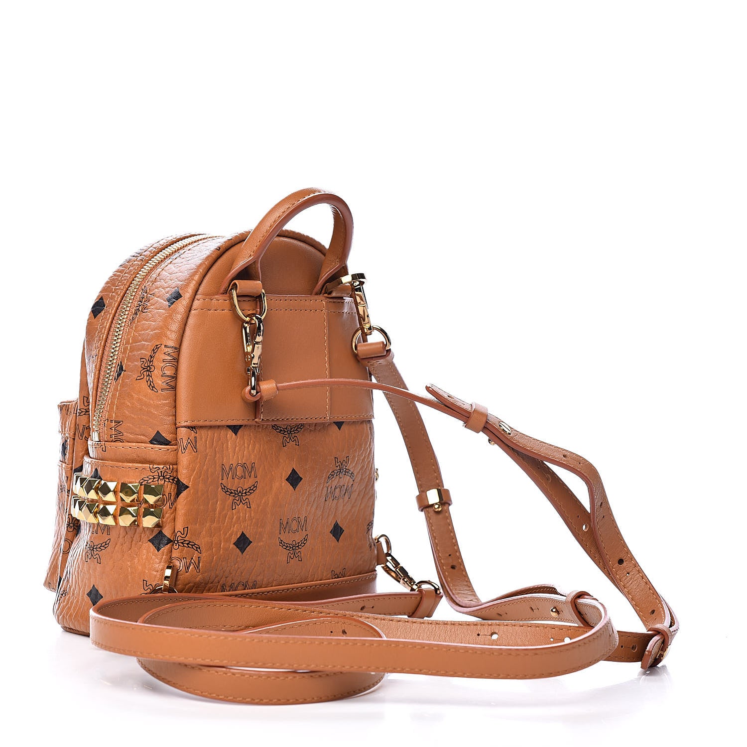 MCM Visetos Side Stud X-Mini Stark Backpack Cognac 3 of 10