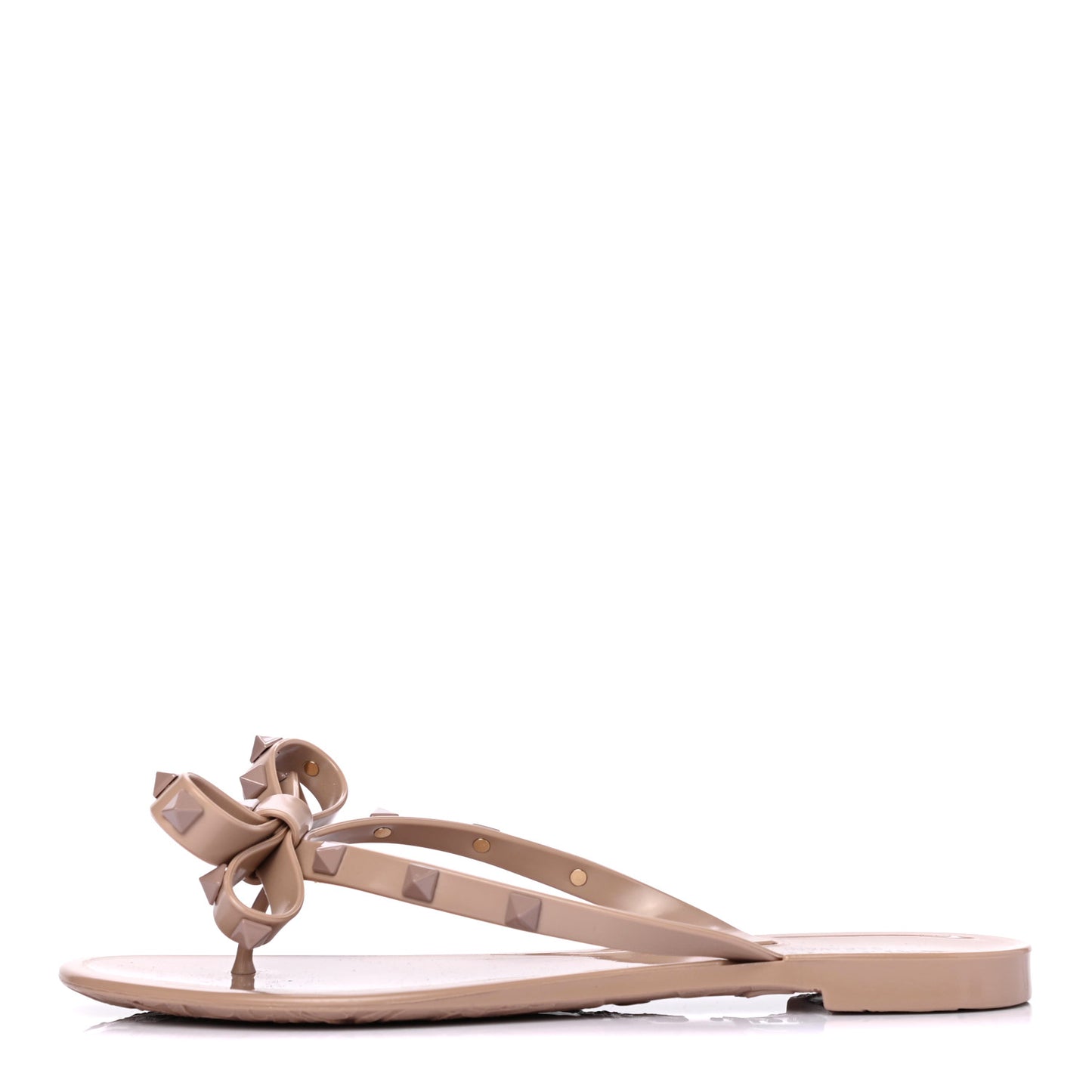 PVC Jelly Rockstud Bow Thong Sandals 37 Poudre