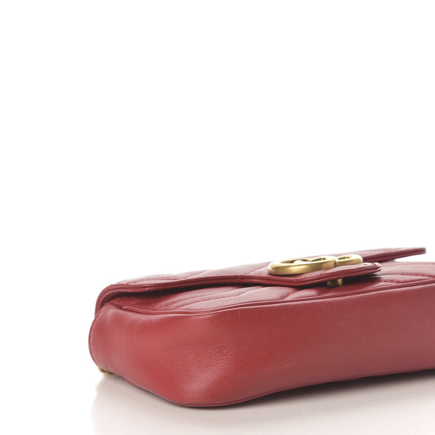 Calfskin Matelasse Super Mini GG Marmont Shoulder Bag Hibiscus Red