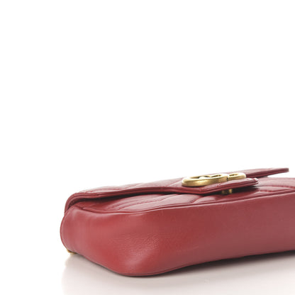 Gucci Calfskin Matelasse Super Mini GG Marmont Shoulder Bag Hibiscus Red 11 of 13