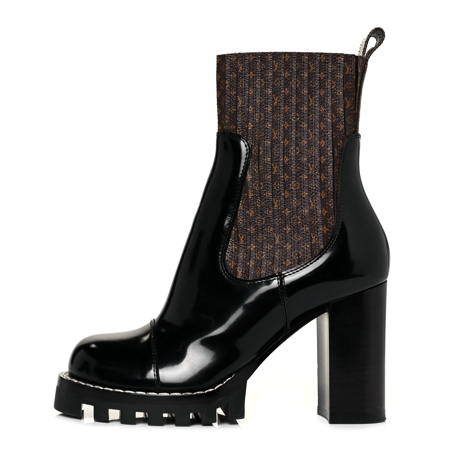 Louis Vuitton Patent Nano Monogram Ankle Star Trail Boots 36 Black 1 of 6