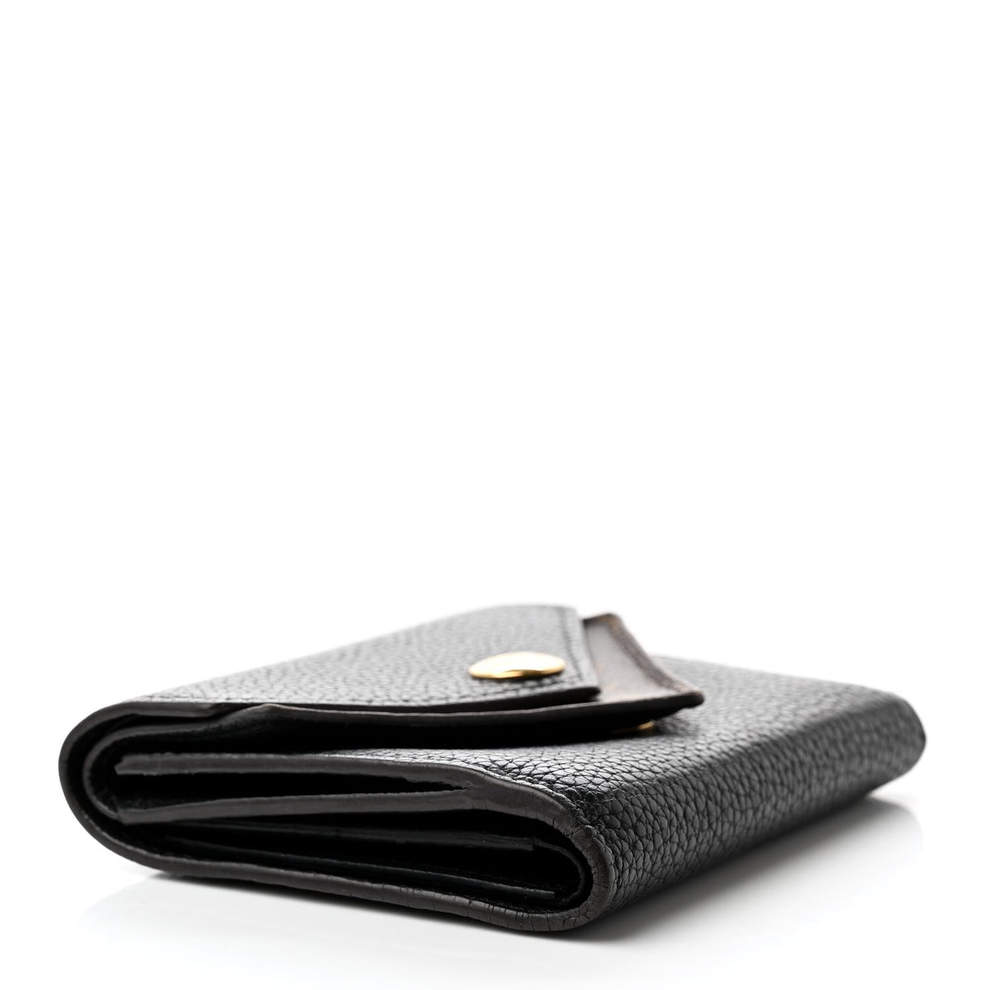 Grained Calfskin Monogram Double V Compact Wallet Black