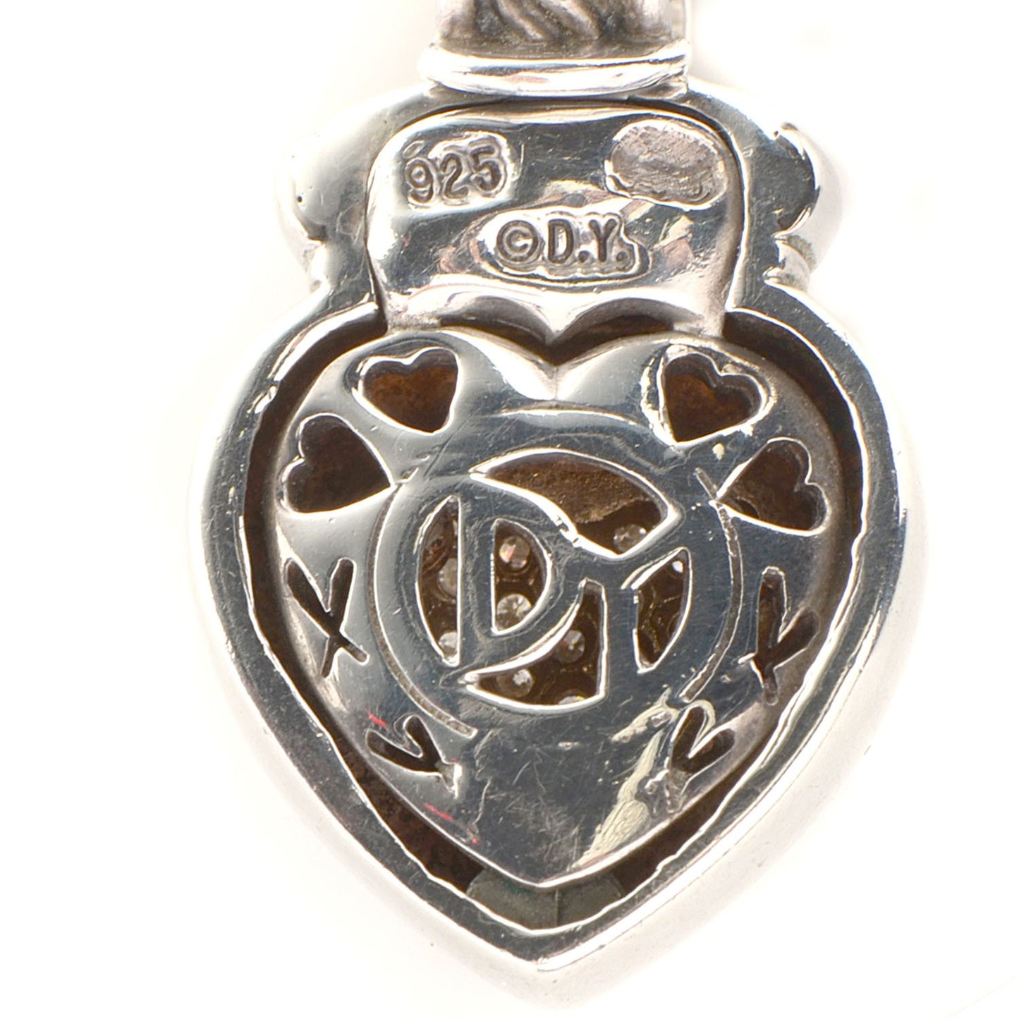 Sterling Silver Pave Diamond Heart Necklace