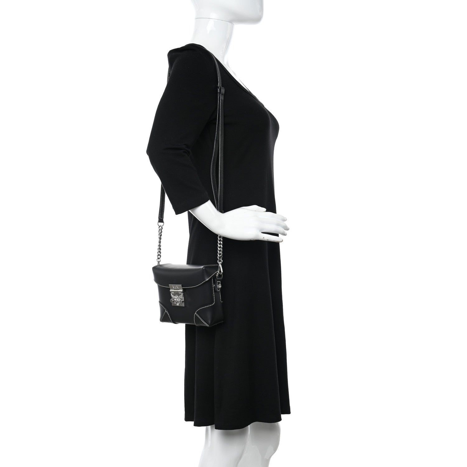 MCM Calfskin Ottomar Monogram Soft Berlin Belt Bag Black 2 of 13