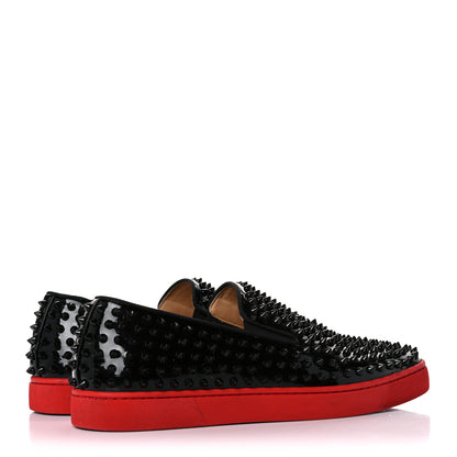 Christian Louboutin Patent Spikes Mens Roller Boat Flats 44 Black 4 of 14