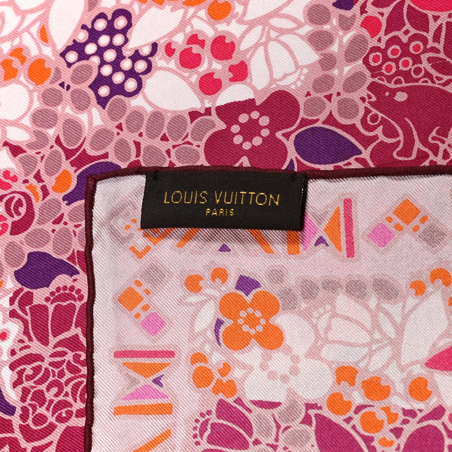 Silk Floral Print Square Scarf Pink