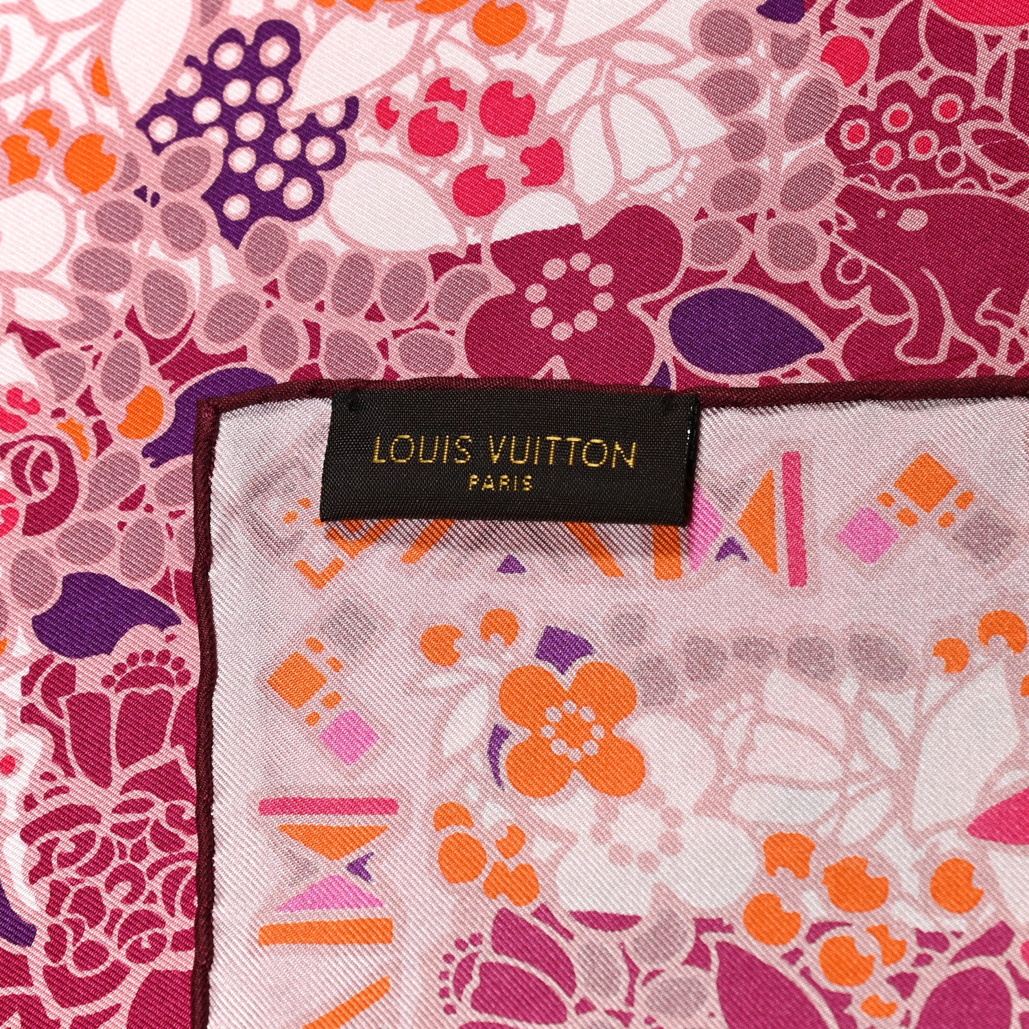 Louis Vuitton Silk Floral Print Square Scarf Pink 3 of 3