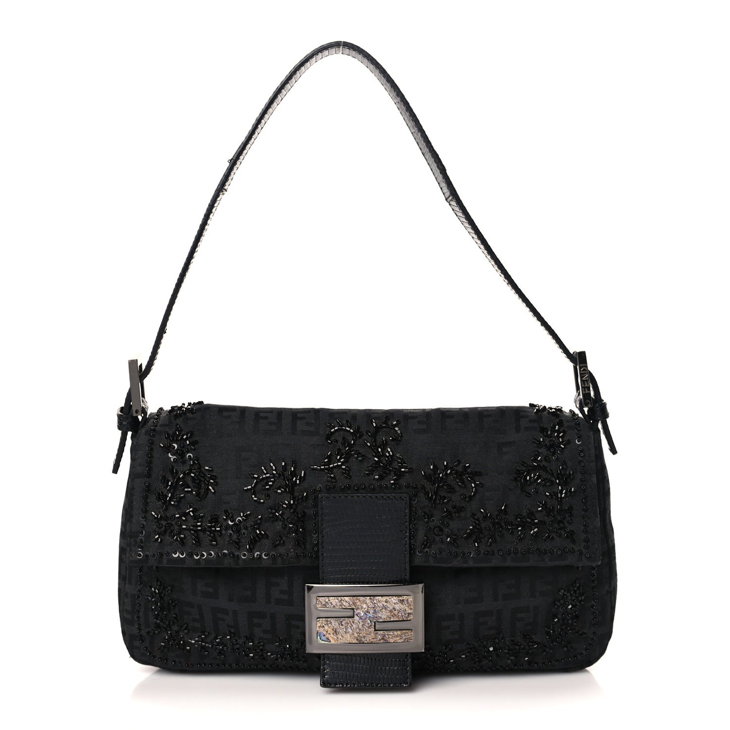 Zucchino Lizard Beaded Baguette Black