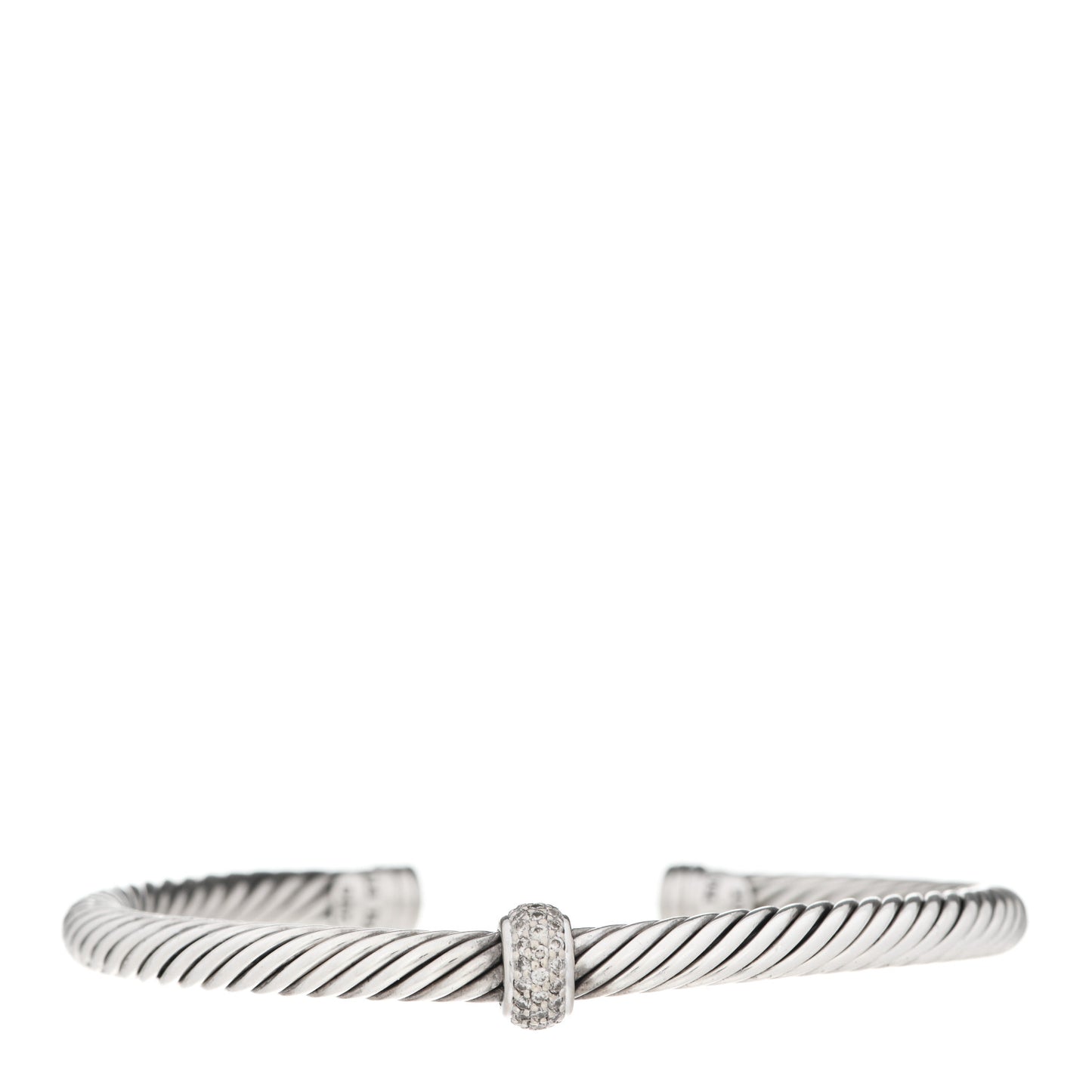 Sterling Silver 18K White Gold Diamond 5mm Cable Classics Station Bracelet