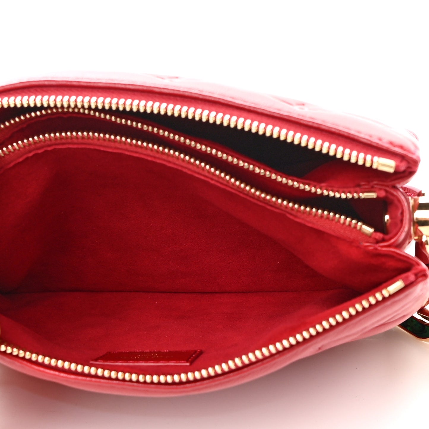 Mother of Pearl Lambskin Embossed Monogram Coussin BB Red Green