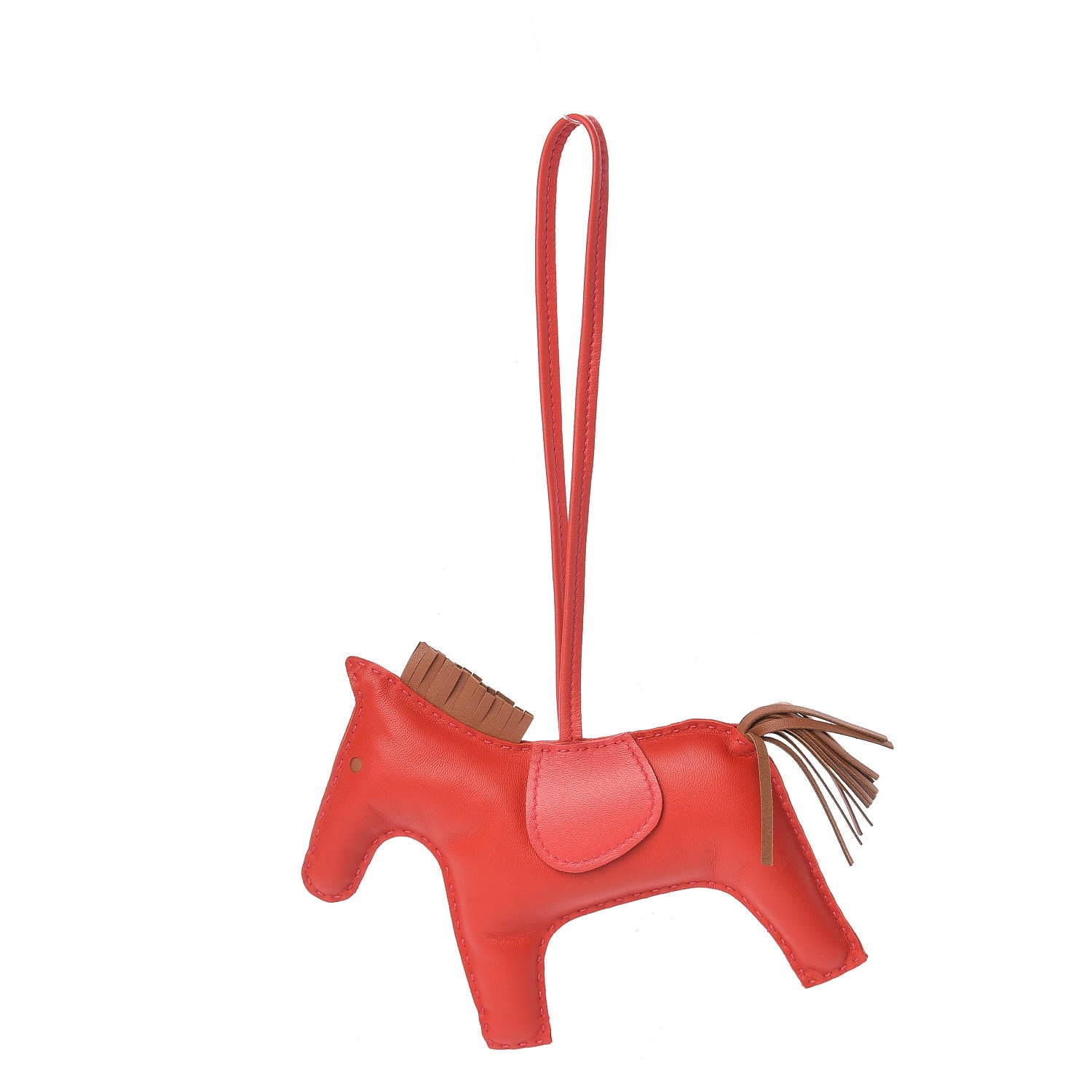 Hermes Milo Lambskin Grigri Rodeo Horse Bag Charm GM Rouge Indien Gold Bougainvillea 1 of 5