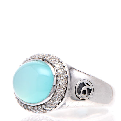 David Yurman Sterling Silver Diamond Chalcedony Signature Oval Ring 53.5 6.5 3 of 7