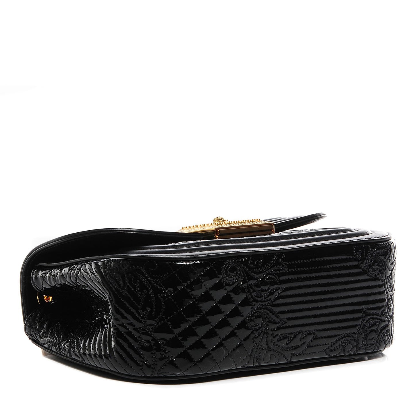Patent Micro Vanitas Shoulder Bag Black