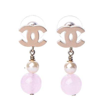 Chanel Bead CC Drop Earrings Light Gold 1 of 4