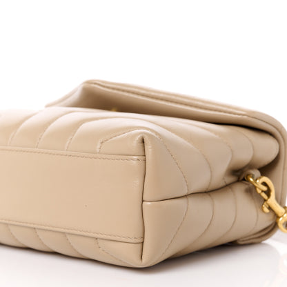 Saint Laurent Calfskin Y Quilted Monogram Toy Loulou Crossbody Bag Dark Beige 11 of 12