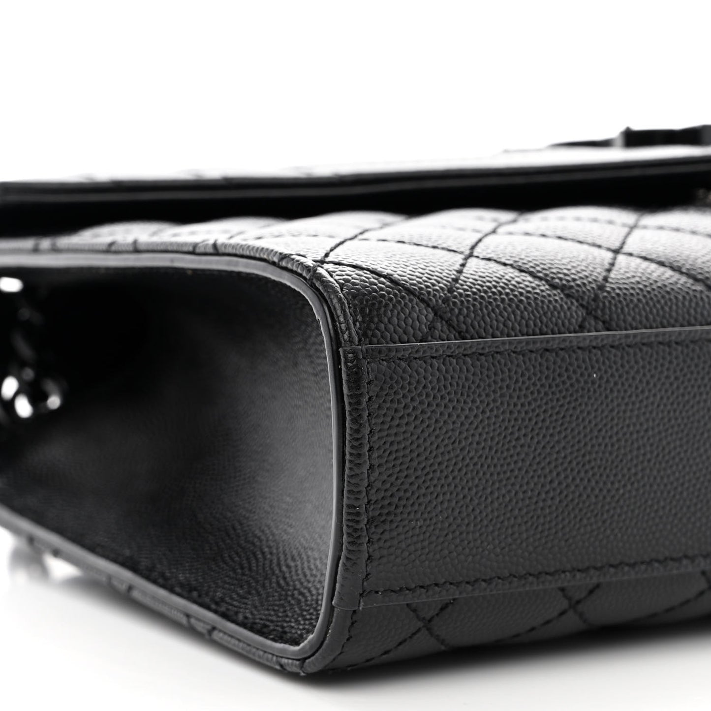 Grain De Poudre Textured Mixed Matelasse Triquilt Medium Monogram Monochrome Satchel Black