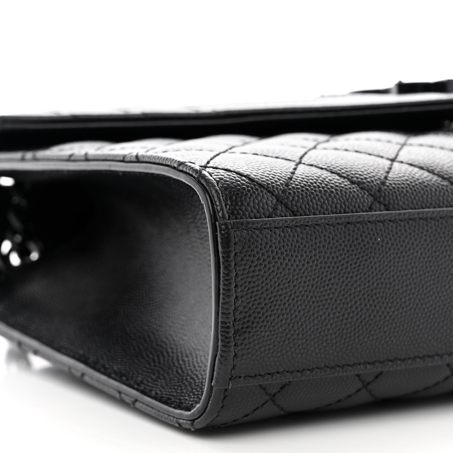 Saint Laurent Grain De Poudre Textured Mixed Matelasse Triquilt Medium Monogram Monochrome Satchel Black 9 of 11