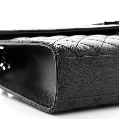 Saint Laurent Grain De Poudre Textured Mixed Matelasse Triquilt Medium Monogram Monochrome Satchel Black 9 of 11