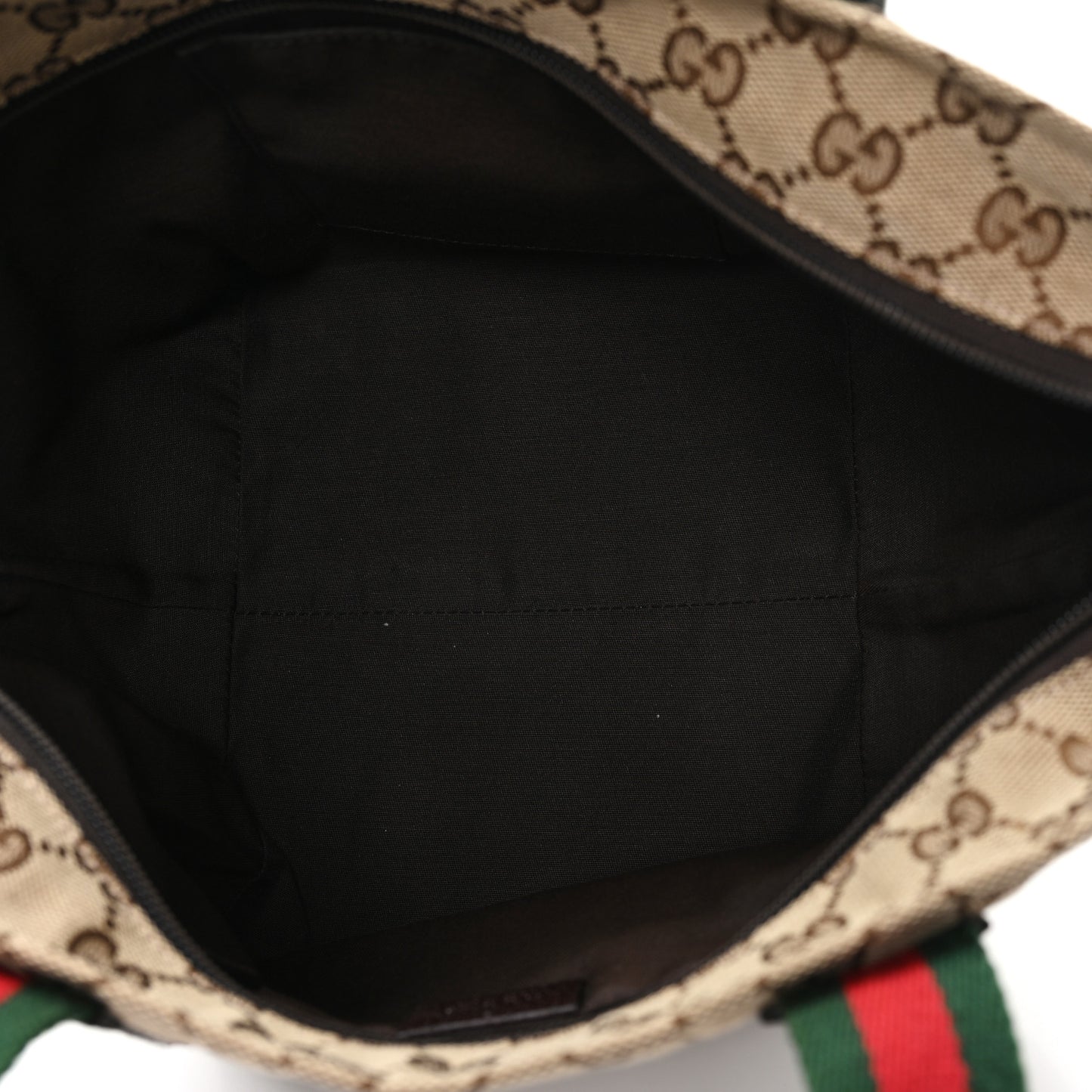 GG Monogram Medium Web Handle Bucket Tote Dark Brown