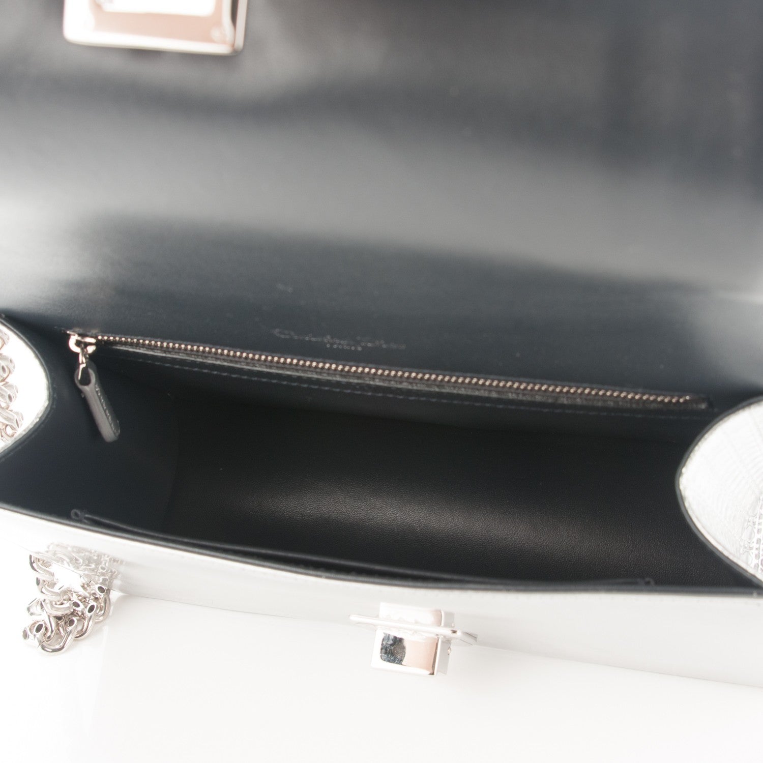 Christian Dior Metallic Patent Micro-Cannage Medium Diorama Flap Bag Silver 4 of 7