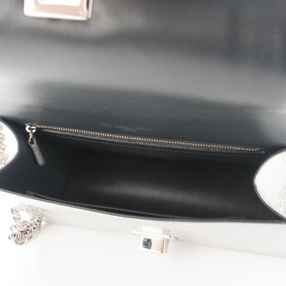 Christian Dior Metallic Patent Micro-Cannage Medium Diorama Flap Bag Silver 4 of 7
