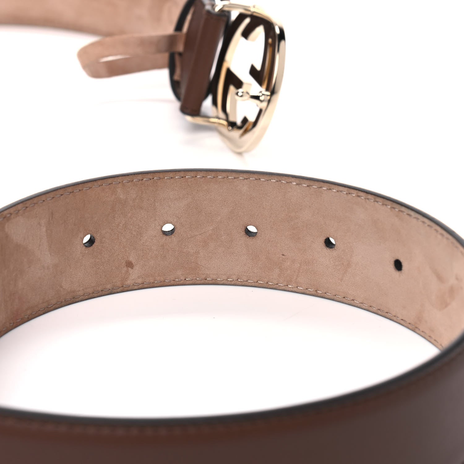 Gucci Calfskin Interlocking G 37mm Belt 95 38 Nut Brown 4 of 4
