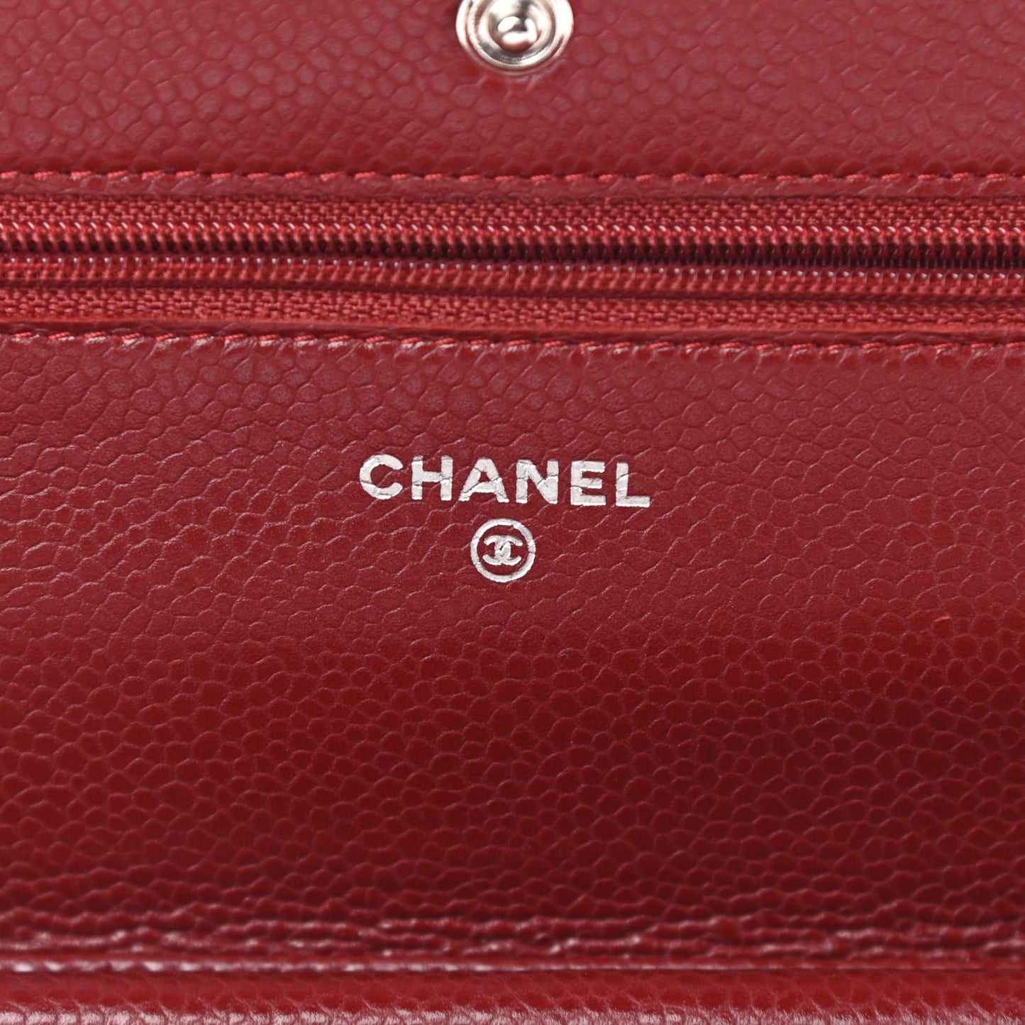 Caviar Quilted Wallet On Chain WOC Dark Red