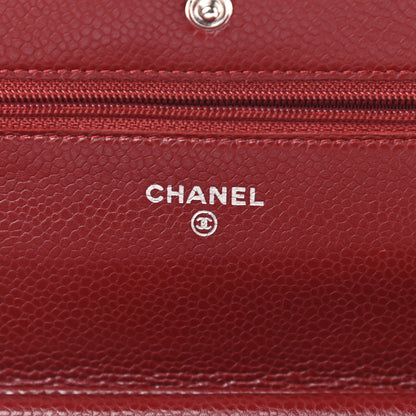 Chanel Caviar Quilted Wallet On Chain WOC Dark Red 6 of 12