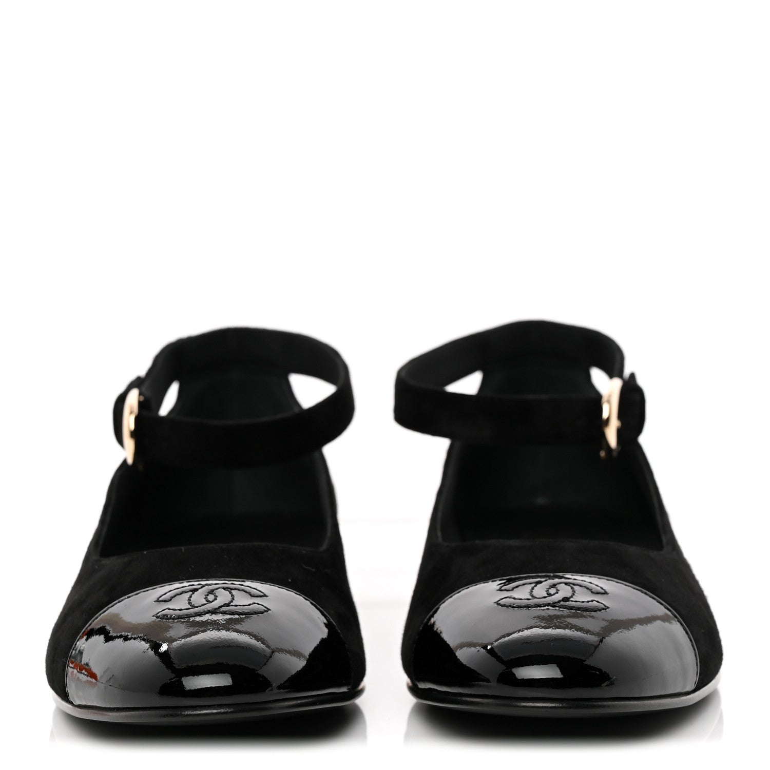 Chanel Suede Patent Cap Toe CC Mary Jane Flats 40 Black 3 of 11