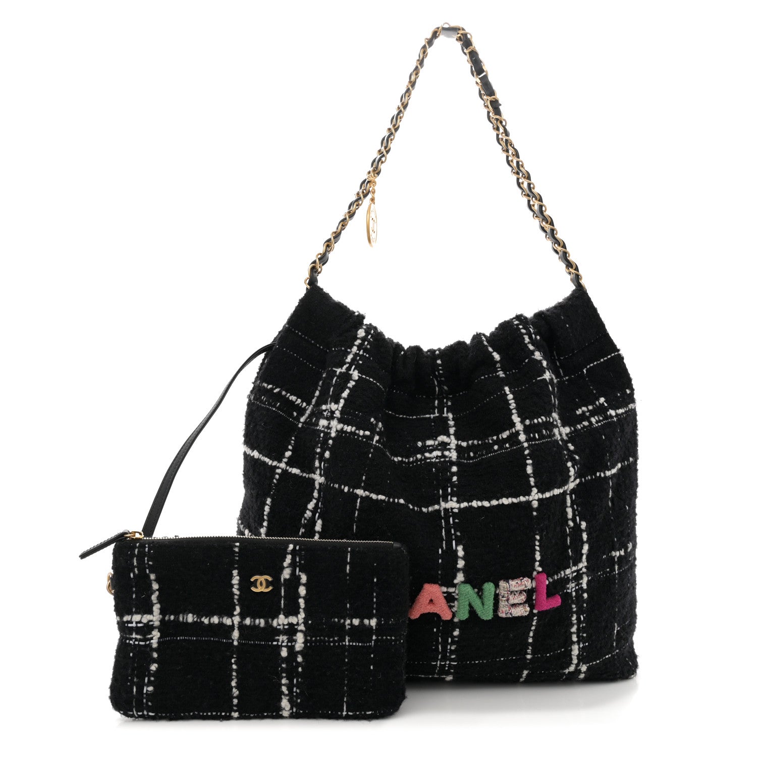 Chanel Wool Tweed Quilted Chanel 22 Black Multicolor 3 of 12